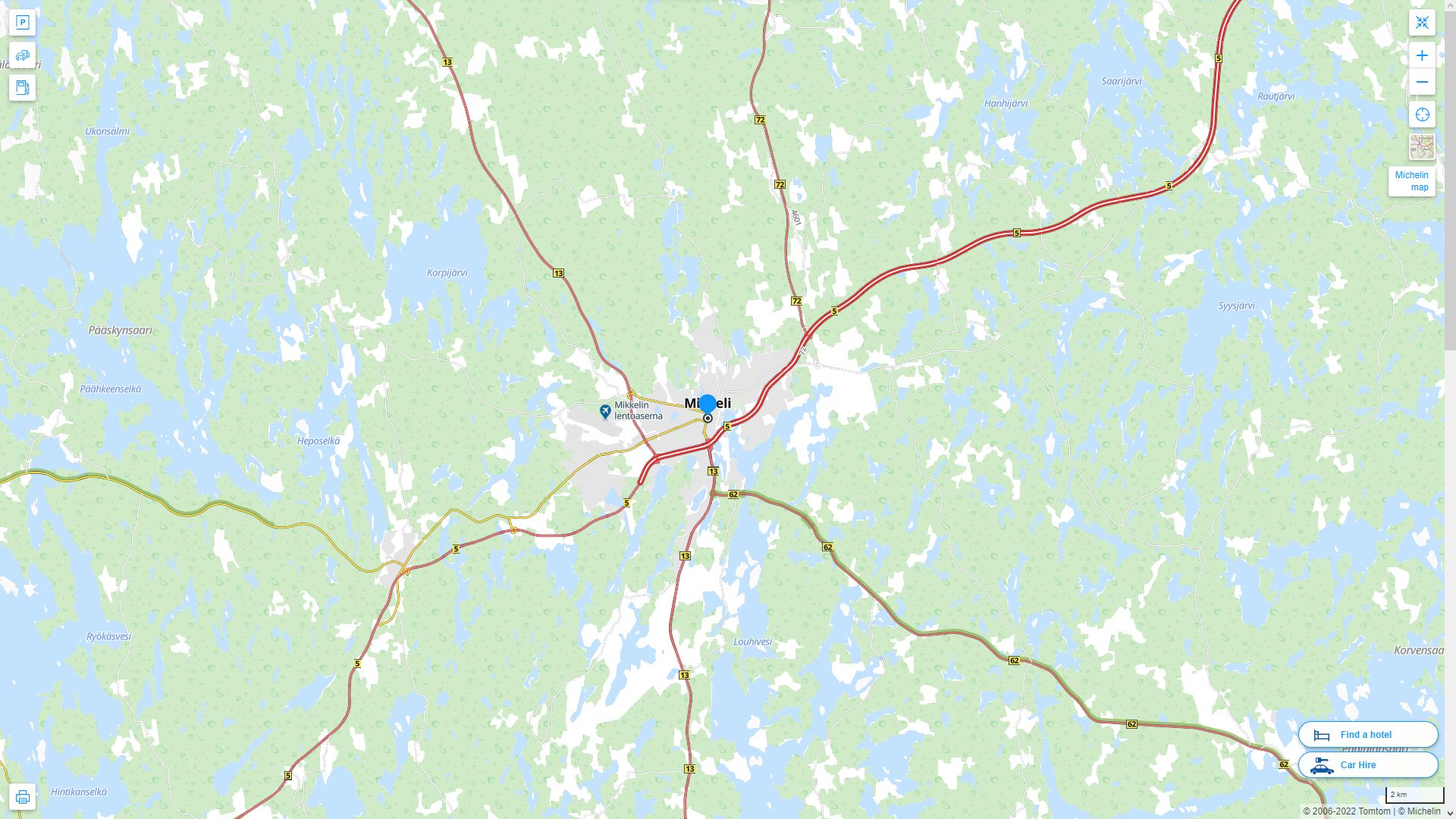 Mikkeli Finlande Autoroute et carte routiere